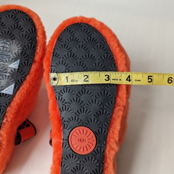 Ugg Fluff Yeah Slide Furry Fuzzy Slipper, Graphic Logo Elastic Strap Hazard sz 6 - Picture 10 of 10